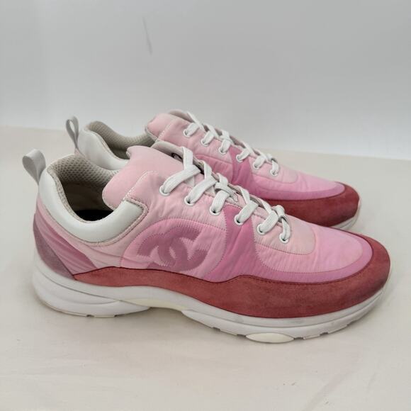 Chanel Pink Suede Calfskin & Nylon Sneakers G37137 Y55131 SIZE 46 US 13 MENS main image 13